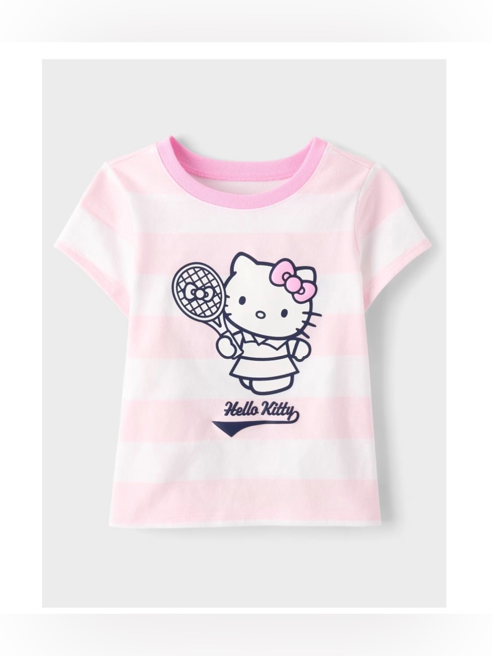 NWT:Hello Kitty toddler girl stripped puff print tennis ringer graphic Tee-3T